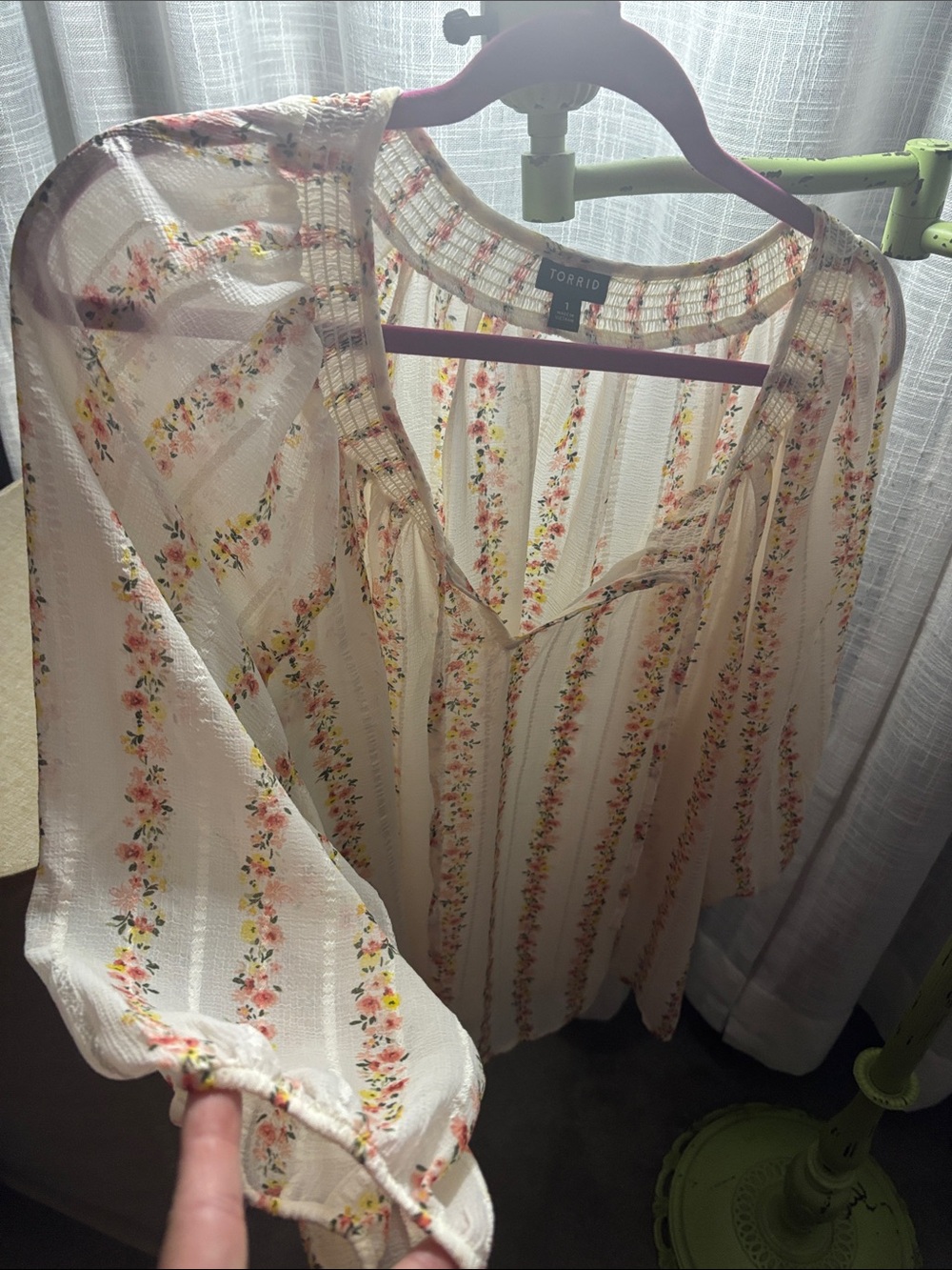 torrid Cream Floral Boho Peasant Blouse
